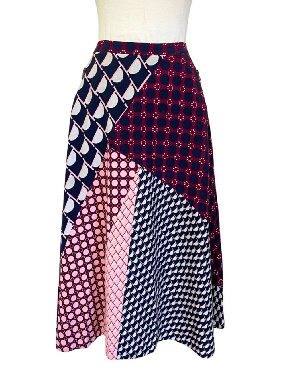 HD in Paris Marilyn Patchwork Polka Dot Print Midi Skirt Size 4